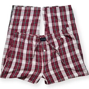 TOMMY HILFIGER Red Plaid Lounge Pants Sleepwear Check Pajama Men's Unisex Large